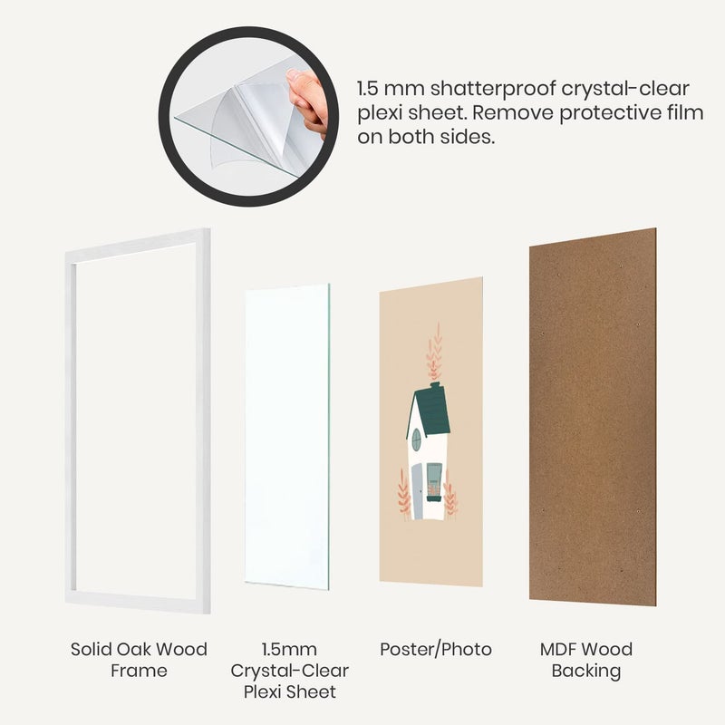 Opposite Wall - 11x17 in - White Solid Oak Wood Picture Frame - Lightweight, Versatile & Shatterproof - Wall Hanging Poster or Photo Frame - Wall Decor for Office, Gallery & Home - Image 4